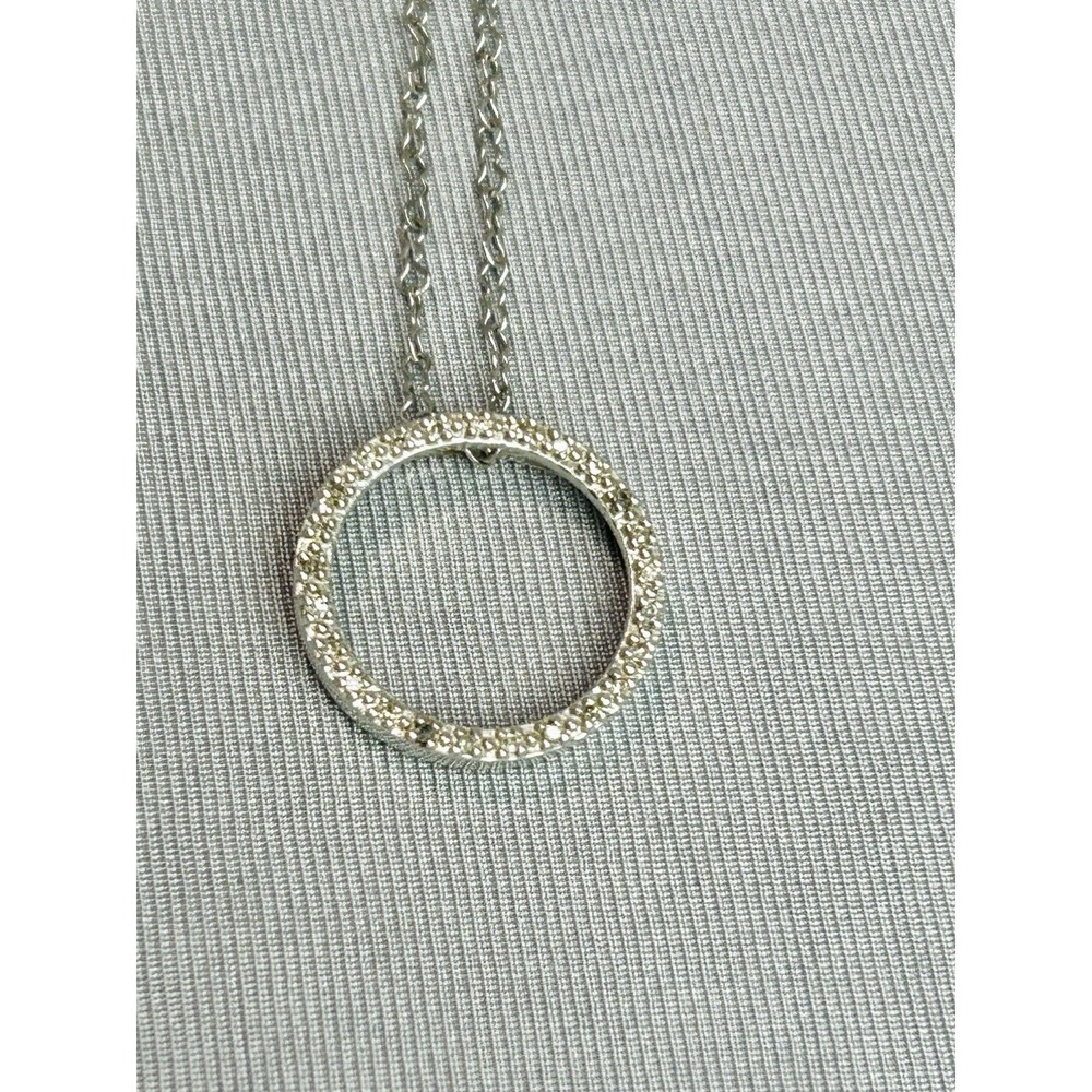 Sterling Silver Round Pendant On Chain .925 Jewelry READ